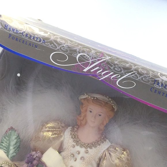 HAND CRAFTED BRASS KEY 16" PORCELAIN ANGEL TREETOPPER NEVER REMOVED FROM BOX - Picture 16 of 16